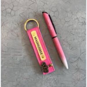 Pink Pen & Customized Keychain Combo