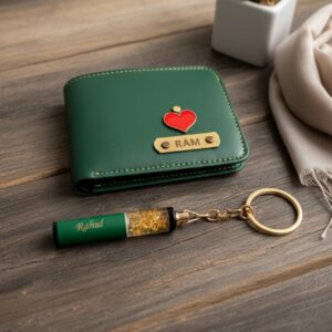WALLET GOLD FLAKE KEYCHAIN COMBO